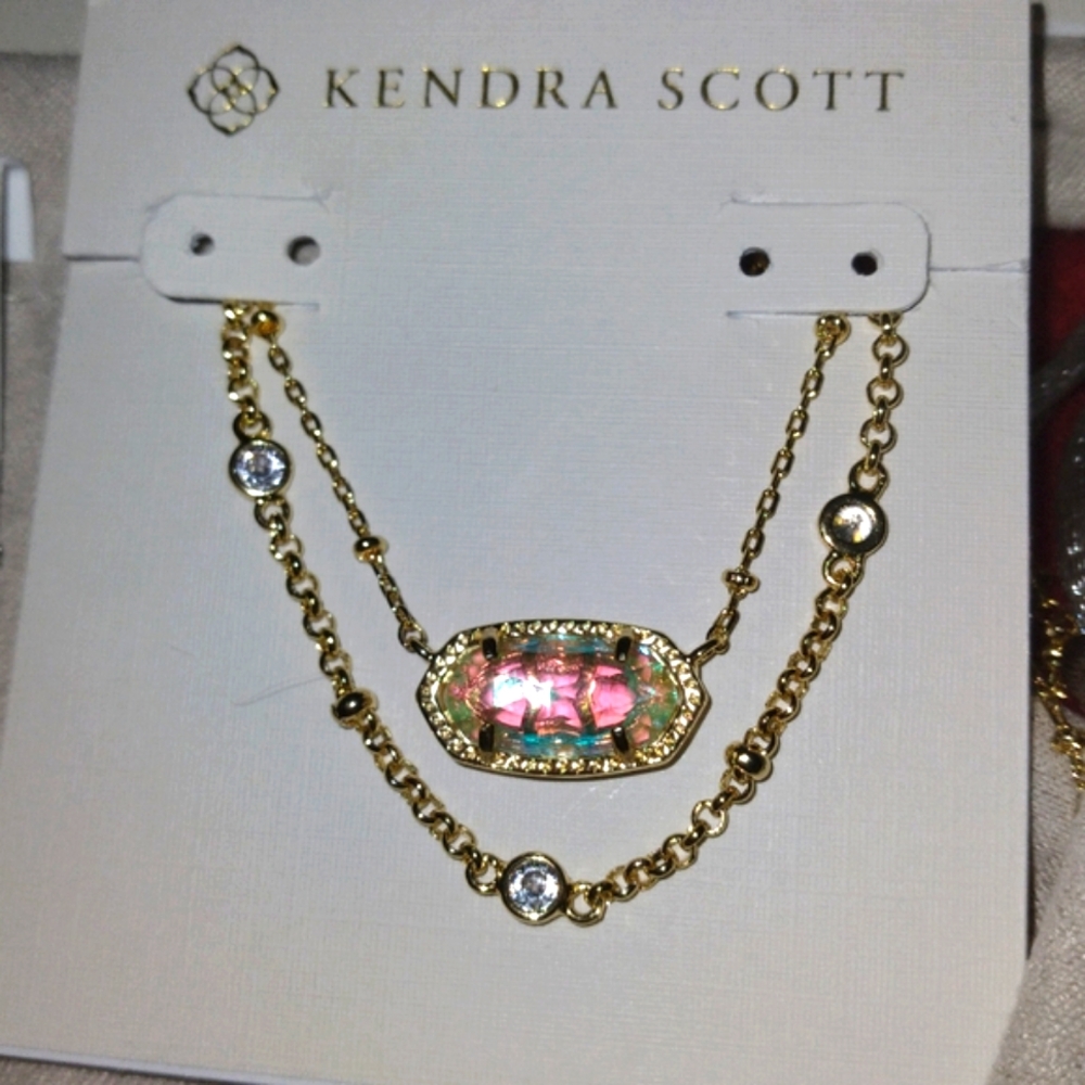 New Elisa Dichroic Glass Gold Multi Strand Necklace